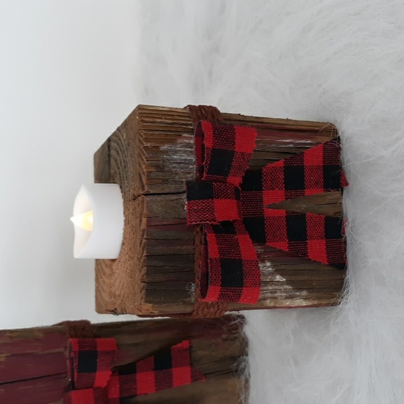 Farmhouse Rustic Wooden Candleholders Set of Three - Picture 2 of 5